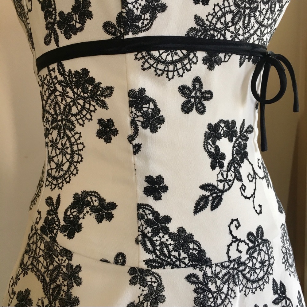 Vintage 90s Black White Juniors Party Prom Dress - Picture 7 of 9
